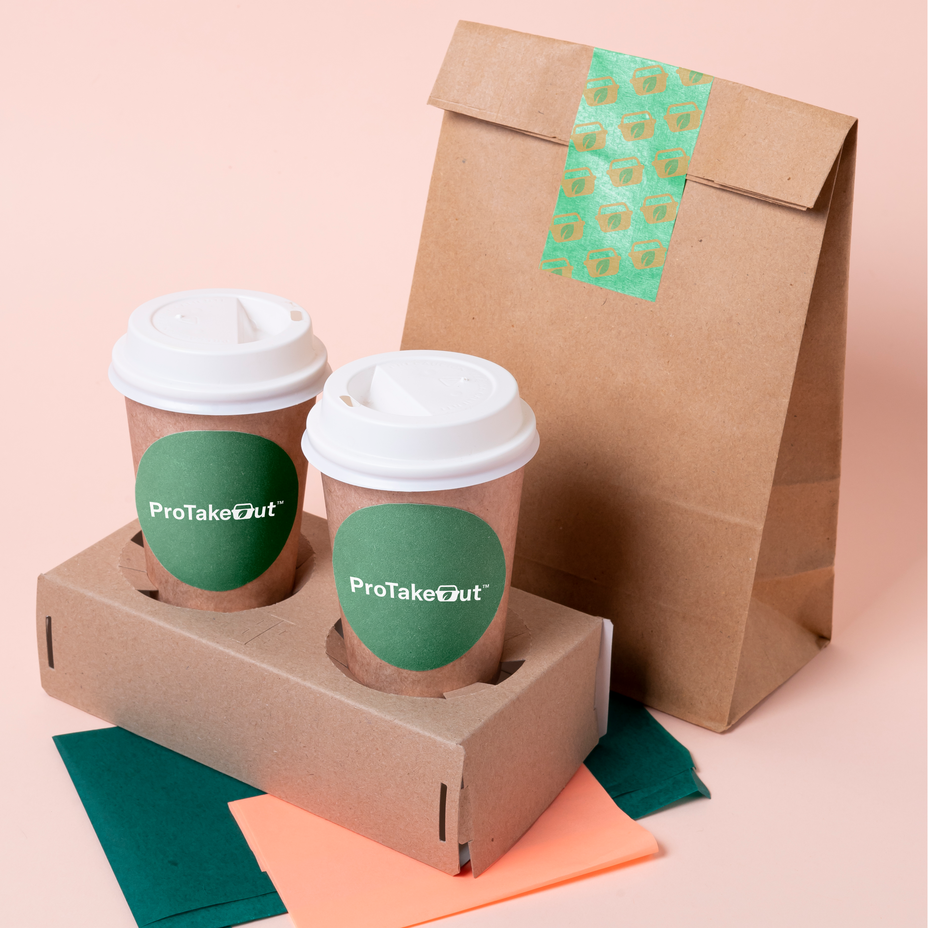 Custom branded cups and bag